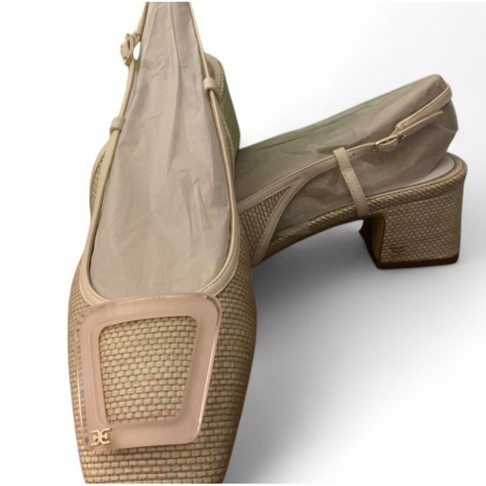 Sam Edelman Beige Woven Slingback Heels